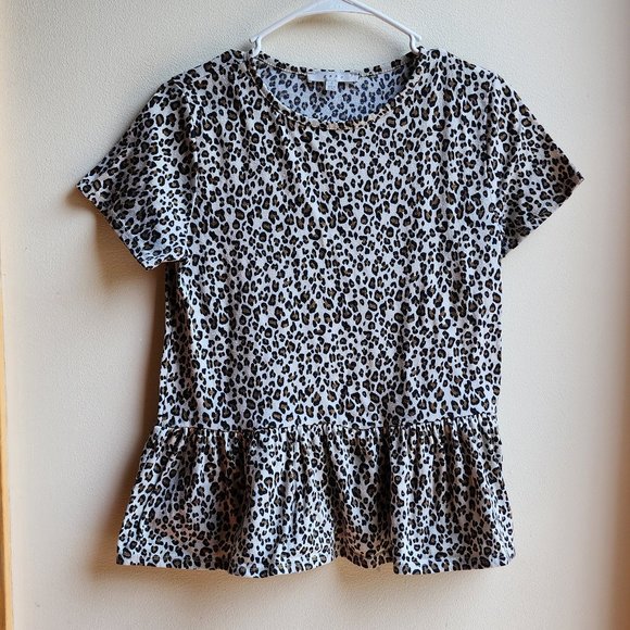 Gaze Animal Print Ruffled Short Sleeve Jersey Size Small - Picture 5 of 11